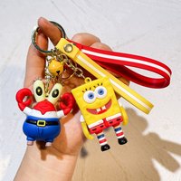Disney SpongeBob SquarePants Car key ring Patrick Star Squidward Tentacles PVC Car Keychain Charms Gifts Decorative Accessories