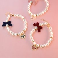 Pet Bow Pearl Collar Cat Jewelry Heart Pendant Necklace Dog Sweet Decorations Puppy Rhinestone Collar Chihuahua Accesorios