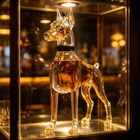 Doberman Liquor Decanter for Bar, Creative Dog Glass Whiskey Bottle, Perfect for Home Bar, Pub, Party Display