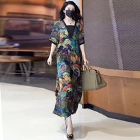 New Early Autumn Dress Women with Printing Loose Large Size Fashionable Temperament Slimming and Age-reducing Skirt Long Style