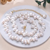 Natural Freshwater Pearls Irregular Interlaced Pearl Necklace S925 Sterling Silver Chain Elegant Fashion Jewelry Gifts for Women