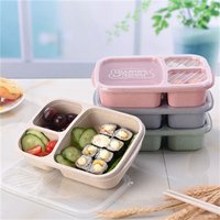 Microwave Lunch Box Wheat Straw Boxes Compartmentalized Lunchbox Picnic Food Fruit Container Storage Box Lunch Container