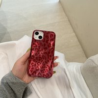 Retro Red Glossy Leopard Print Texture Phone Case For iPhone 17Air 16 15 14 13 12 11 Plus Pro Max XS XR Anti-fall Cover Y2K