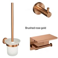 High Quality Brushed Rose Gold Bathroom Pendant Towel Holder Towel pole Tissue Hook Toilet Brush Bathrobe Hook Hardware