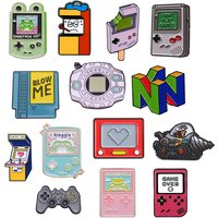 Cartoon Creative Digital Game Console Pin Retro Arcade Game Logo Brooch Metal Badge Student School Bag Pin Accessory