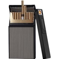 Women's 20-cigarette Slim Cigarette Box with Detachable Cigarette Lighter, Portable Aluminum Shell Cigarette Box