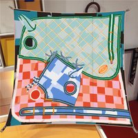 Twill Silk Scarf Shawl Luxury Brand Plaid Horse Head Print Square Scarf Women Hijabs Bandana Foulard Neckerchief Head Scarves
