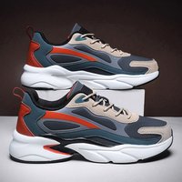 Plus Size Men's Sports Casual Shoes, Leather Upper Dad Sneakers, Anti-Slip Wear-Resistant Outdoor Running Shoes