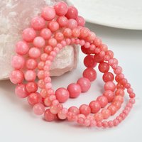 Pink Opal Stone Bracelets for Men & Women 4mm 6mm 8mm 10mm Round Natural Stone Beads Simple Elastic Bangle