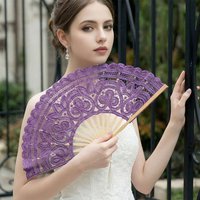 Lace Vintage Lace Hand Fan Tassel Pendant Handheld Embroidered Folding Fan Elegant Style 27cm Size Dance Handheld Fan