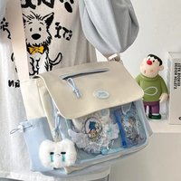 New Y2K Student Casul Crossbody Bag Clear DIY Display Ita Bag Lady Workwear Style Shoulder Bag Harajuku Fashion Travel Schoolbag