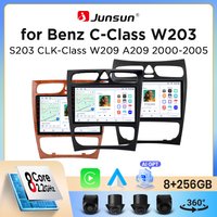 Junsun Bezprzewodowe Radio Samochodowe CarPlay Android Auto do Mercedes-Benz Klasy C (W203) / Klasy CLK (C209/A209) 2000-2009 z Wbudowanym Wentylatorem, Nawigacja GPS Android, Odtwarzacz