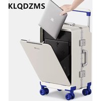 COLENARA 20 Inch Luggage Bag Compartment Side Buckle Front Opening Lid Aluminum Frame Suitcase With Charging And Cup Holder
