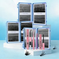 640Pcs eyelash extension set plump eyelash extension set with glue and sealing tweezers thick clustered eyelashes DIY