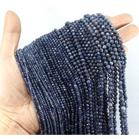Natural Faceted AA Blue Sapphire Small Tiny Seed 2/3/4/5/6MM High Quality Loose Round Beads For Jewelry Making Bracelet Necklace