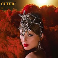 CUIER showgirl headpiece crystal Star geometry headwear Jewelry for stage party Exaggerated Rhinestone festival hair Accessories