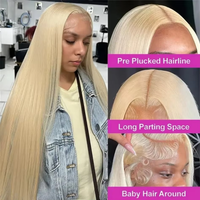 613 Blonde Straight Hd Transparent 13x6 Lace Frontal Wig 30 Inch 13x4 Brazilian Straight Human Hair Wig For Women image 3