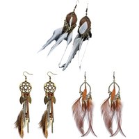 Bohemian Ethnic Statement Feather Tassel Earrings Luxury Dangling Drop Earrings For Women Jewelry Accessories Presents
