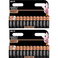 qw2X Duracell Simply Alkaline Power AA Batteries, 12 Packe