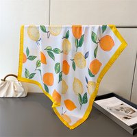 Spring Summer 70cm Square Orange Lemon Printed Women Scarf Silk Satin Scarves Shawl Headband Hijab Bandana Wrap Bufanda Lady