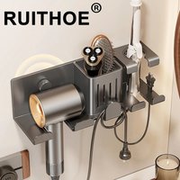Wall Mounted Hair Dryer Holder Hair Straightener Dryer Hair Stand Bathroom Organizer Shelves Washroom Organization Shelves