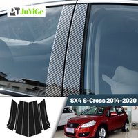 Glossy Black Carbon Fiber Window Door Deal B C Pillar Post Cover Sticker For Suzuki SX4 S-Cross 2014-2020 2015 2016 2017 2018