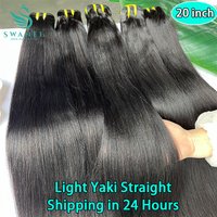 Light Yaki Straight 100% Raw Virgin Human Hair Extensions Wholesale #1B Natural Black Human Hair Weave Bundle Salon Supply