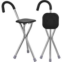 Cane with Seat - 86cm Stainless Steel Foldable Walking Cane Chair Multi-Purpose Sturdy Walking Cane Outdoor Walking Stool