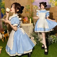 Game Alice Adventures Cosplay Costume Blue Dress Maid Uniform Woman Halloween Carnival Cosplay Alice Wonderland Clothing