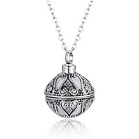 Retro Ball Cremation Ashes Necklace Jewelry Memorial Keepsake Ashes Urn Pendant