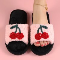 2025 Winter New Fashion Women Slippers Soft Plush Cozy House Shoes Furry Open Toe Indoor Outdoor Slip Warm Anti Skid Sole