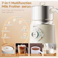 BioloMix 7-in-1 Steamer Detachab Electric Milk Frother Automatic Hot/Cold Foam Maker for Coffee, Hot Chocolate Dishwasher Safe