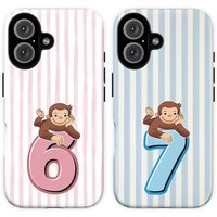 Cute Matching 67 Curious George Phone Case for iPhone 17 16 15 14 13 12 11 X XS XR Air Pro Max Plus Double-layer Back Cover