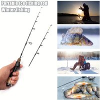 Ultra-light 55 cm /1.80 feet carbon fiber ice fishing rod with two top diameters portable and retractable suitable for fishing