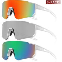 CRIXALIS 3Pcs Ultra Large Framework Spots Sunglssses For Men White Frame Cycling Skiing & Snowboarding Women Sunglasses UV400