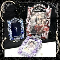 Royal Blue Rose Dove Acrylic Card Frame, Vintage Ornate Photo Holder for 3/6 Inch Anime Photocard Badge Collectible Display Case