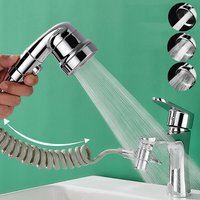 ABS Shower Head Set for Kitchen Bathroom Faucet Basin Sink Tap Aerator Adapter Faucet Extender with Telescopic Hose Faucet