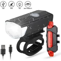 AliExpress Bike Bicycle Light USB LED Rechargeable Set MTB Road Bike Front Back Headlight Lamp Flashlight Cycling Light Cycling Accessories