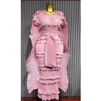 2025 High-end Banquet Dress Light Luxury Niche Ruffle Cake Skirt Heavy Industry Pleated Slim Long Dresses Summer New