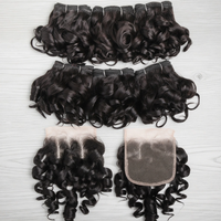 Curly Human Hair Bundles With Closure Indian Hair Weave 6 Bundles With Lace Closure Wavy Human Hair Extensions