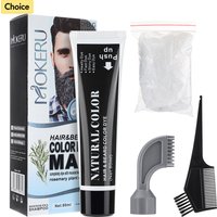 Men's Black Beard Dye Cream With Comb Fast Coloring Beard & Hair Dye Shampoo Cover White Grey Permanent Beard Care Tint Cream