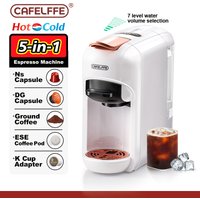 Cafelffe 5 in 1 Capsule Coffee Machine Fit Dolce gusto Nespresso Capsule ESE Pod Ground Coffee K-cup 19Bar Hot/Cold,gift-giving