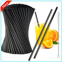 100/200PCS Black Straws Flexible Drinking Straws Cocktail Straws plastique Drink Tube Straw for Wedding Tea bar Party Wholesale