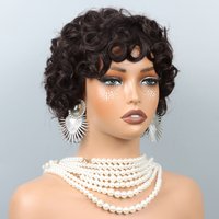 Curly Pixie Cut Human Hair Wigs For Women Black Full Machine Made Short Curly Wigs For Women Brazilian Remy Hair 200% Density