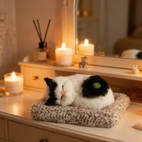 Cute Plush Toy Kawaii Simulation Sleeping Cat Stuffed Animal Display Mold Portable Fake Cat Kittens Doll Ornament Car Decoration
