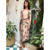 Retro Bikini Printed Fashion Two Piece Swimsuit And Cover Up With Skirt Tight Women's Bandage Summer Beach Luxury Elegant