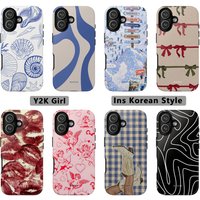 Clmj Blue Painting Phone Case for Samsung Galaxy A56 A36 A26 S26 S25 S24 S23 S20FE Ultra Plus 5G Luxury Double-layer Back Cover