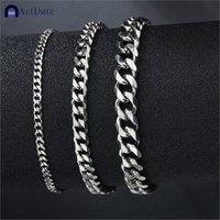 316L Stainless Steel Cuban Chain Bracelet for Men Women Figaro Vintage Metal Viking Kpop Pulseras Emo Cute Luxury Jewelry Gift