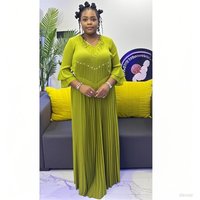 Miyake Pleated Middle East New Pure Color Diamond Tassel Temperament Plus Size Women's Long Dress Set African Prom Long Sleeve
