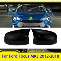 Fit For Ford Focus MK3 2012-2018 Rearview Side Mirror Cover Wing Cap Ox Horn Exterior Door Rear View Case Trim Carbon Fiber Look